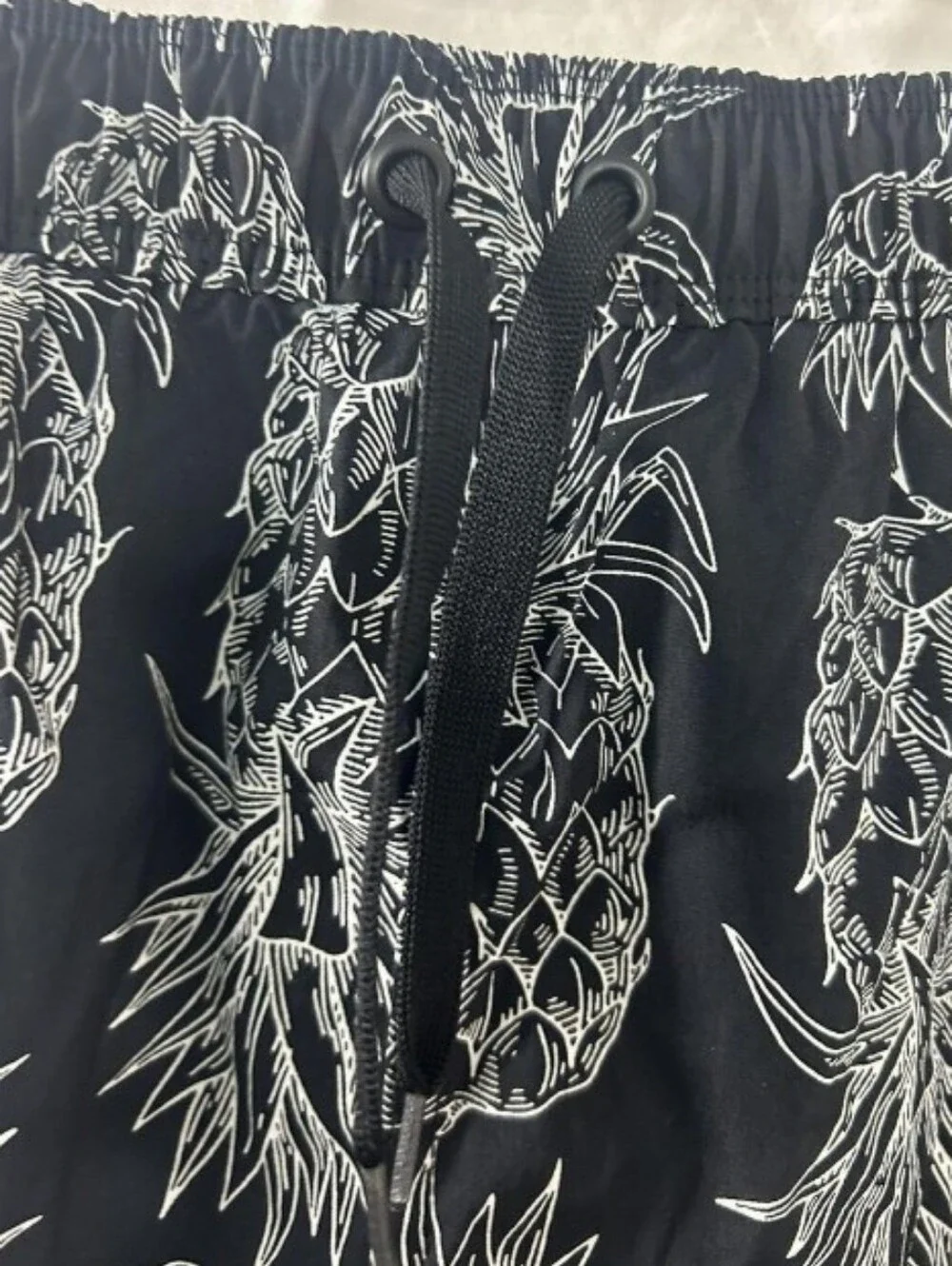 Lauren James Black Pineapple Print Athletic Shorts